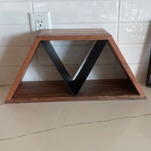 Geometric Wooden and Black Metal Kitchen Shelf